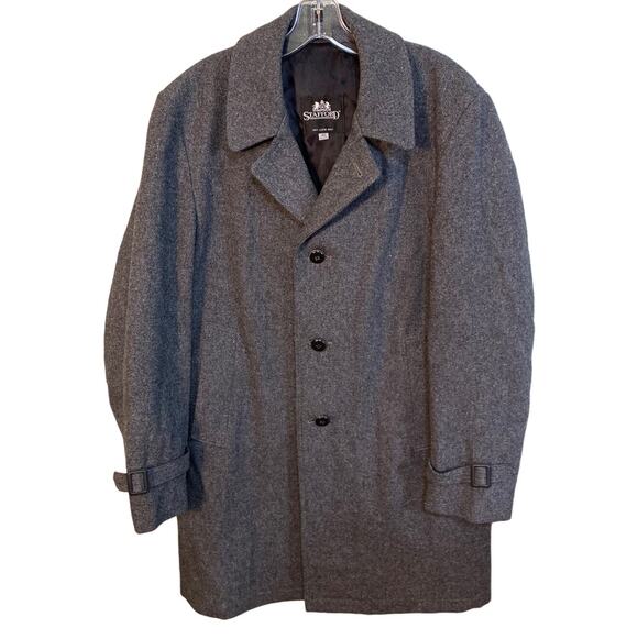 Stafford Vintage Men Size 40 Regular Wool Blend Overcoat Gray - Picture 1 of 9